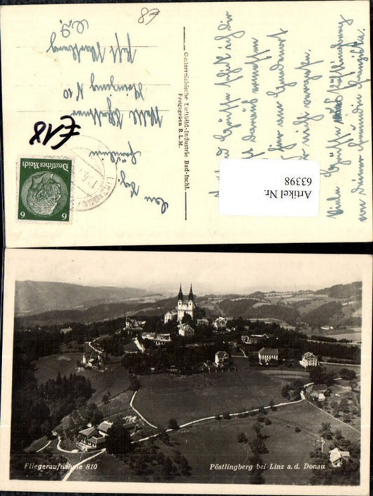 63398,Linz a.d. Donau  Pöslingberg Fliegeraufnahme 810