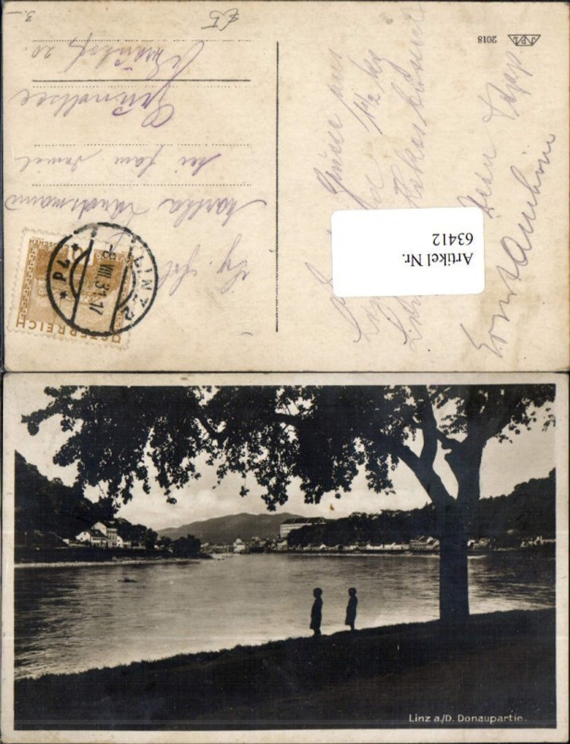63412,Linz a.d. Donau  Donaupartie Kinder am Fluss  1917