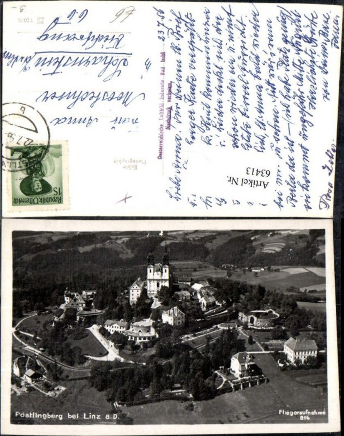 63413,Linz a.d. Donau  Pöstlingberg Fliegeraufnahme 814