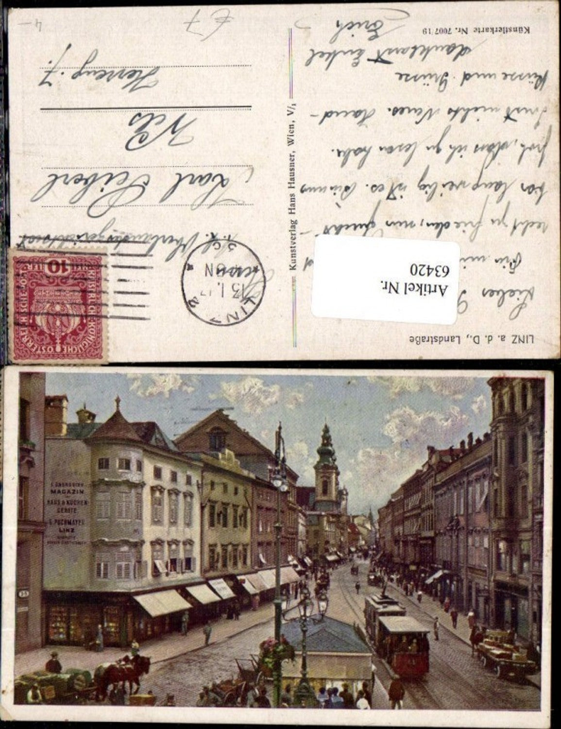 63420,Linz a.d. Donau  Partie Landstraße Straßenbahn Kisok Haus Küchengeräte Puchmayer