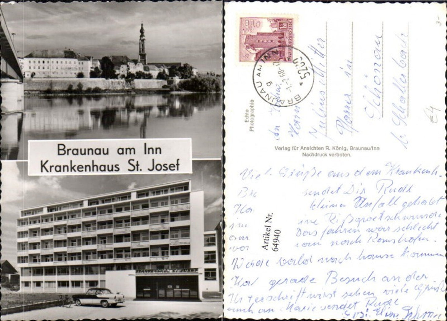 64940,Braunau am Inn Krankenhaus St. Josef Detailansicht Oldtimer Auto