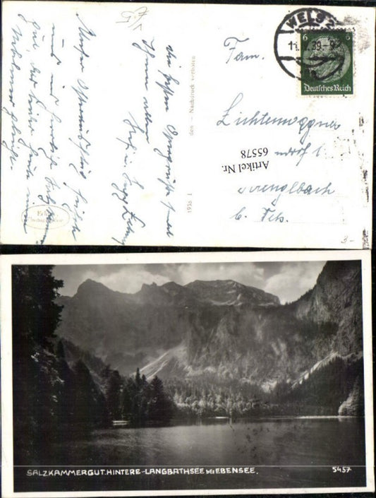 65578,Salzkammergut Hinterer Langbathsee bei Ebensee pub F.E. Brandt 1938