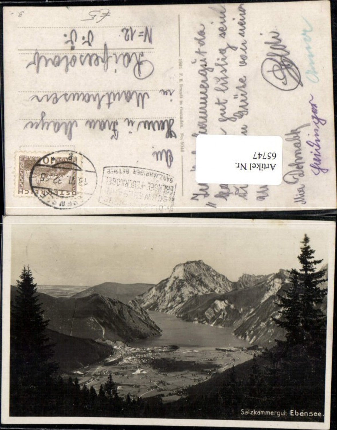 65747,Foto AK Höllengebirge Ebensee Feuerkogel