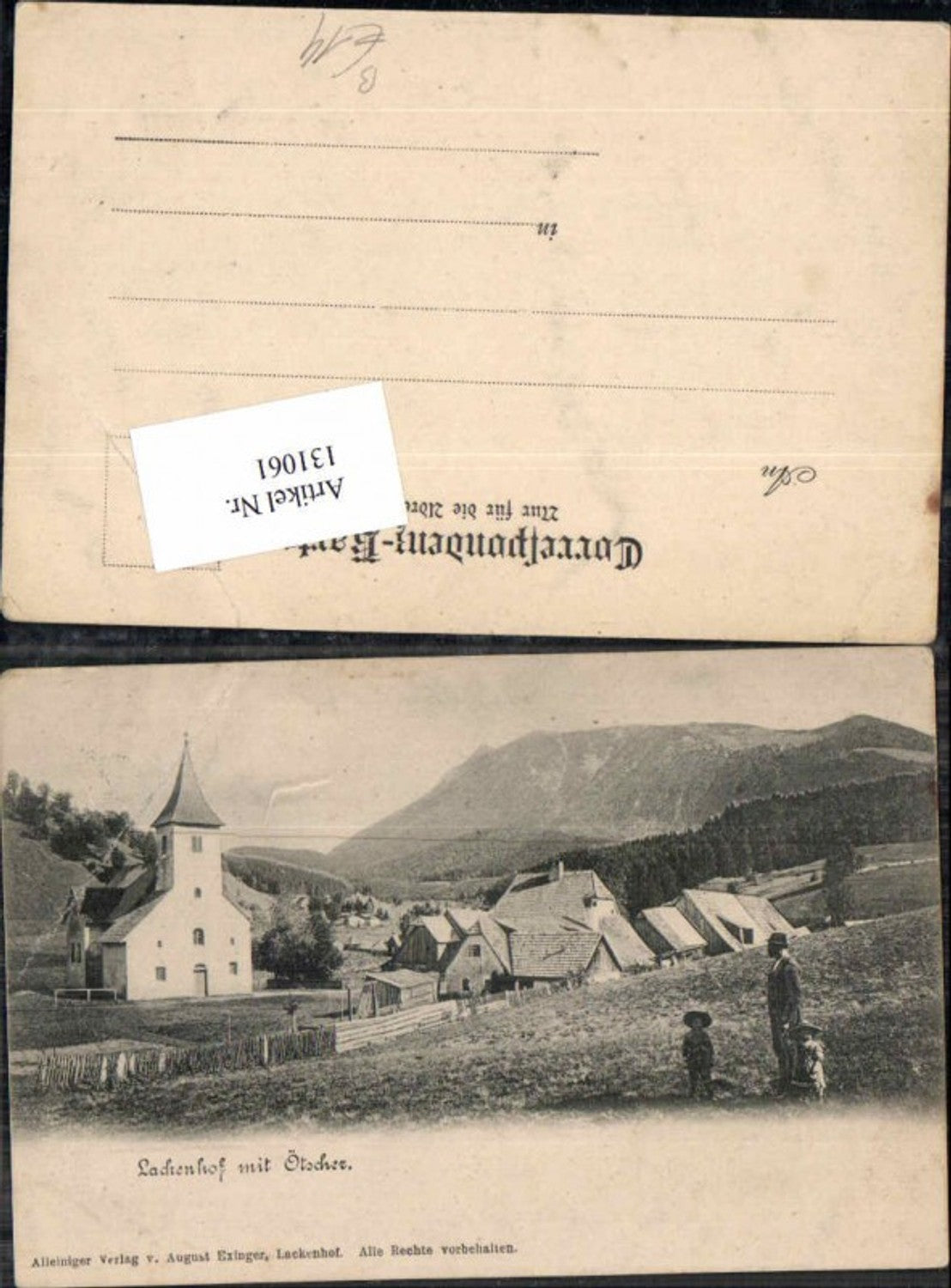 131061,Lackenhof m. Ötscher Leute vor dem Ort RAR 1900