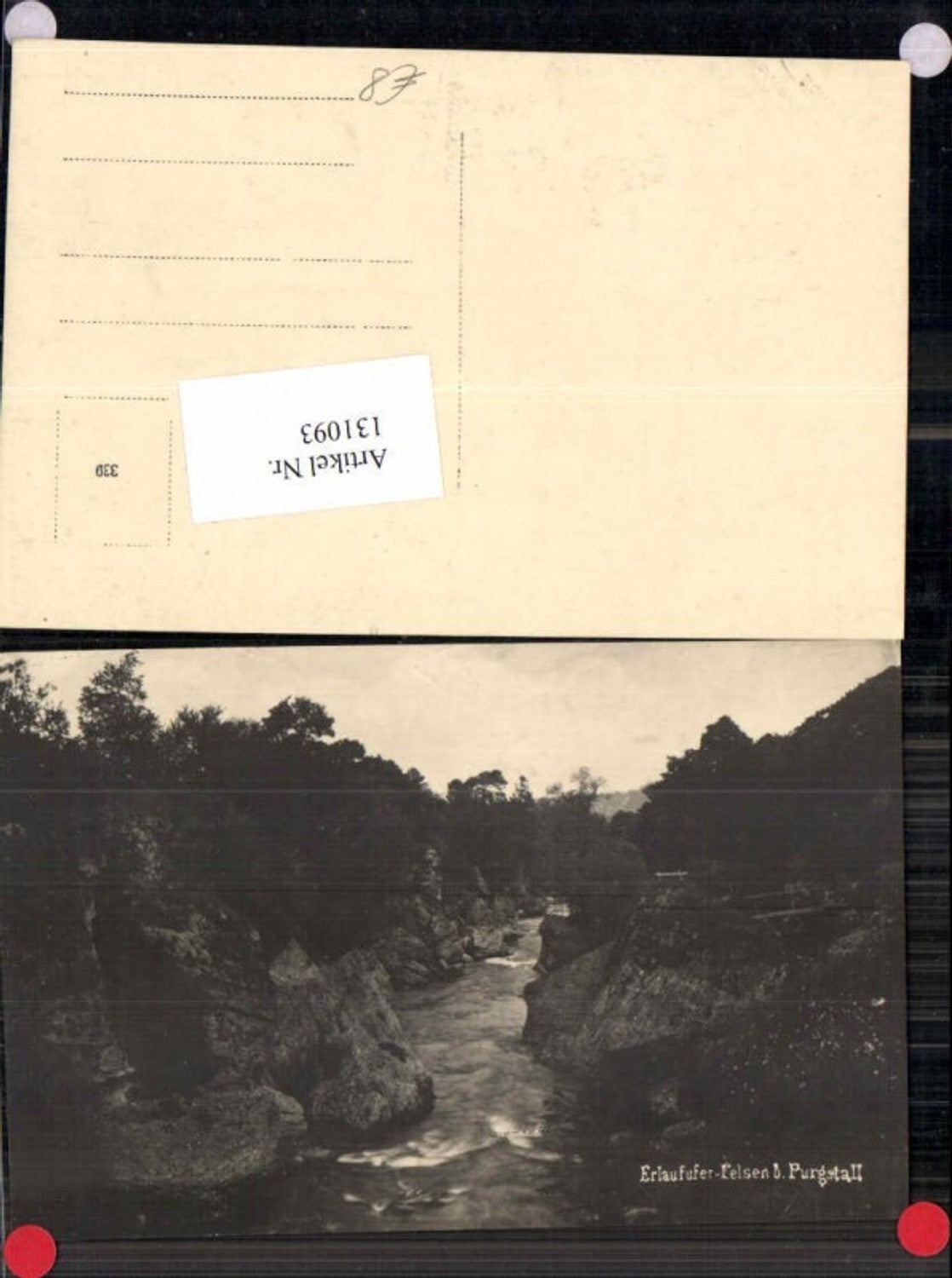 131093,FotoAK Erlaufufer Felsen bei Purgstall 1920