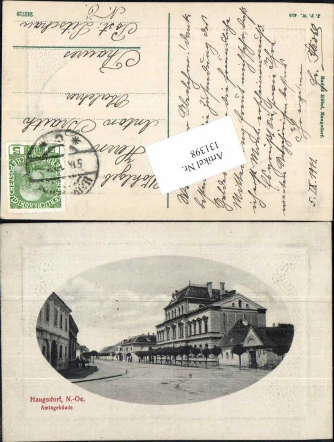 131398,Tolle Seltene AK Haugsdorf Partie am Amtsgebäude Präge AK 1910