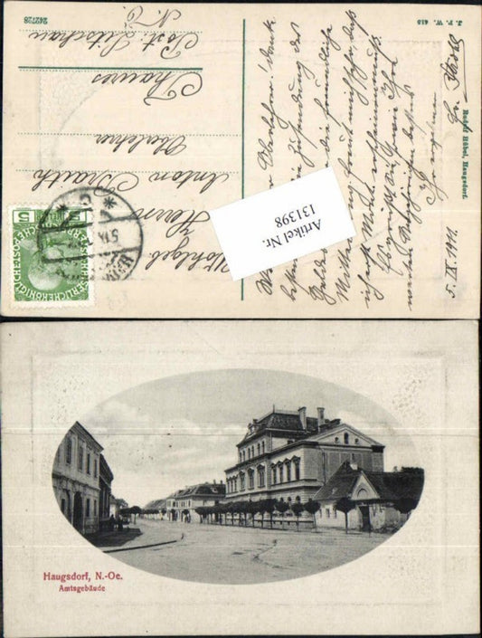 131398,Tolle Seltene AK Haugsdorf Partie am Amtsgebäude Präge AK 1910