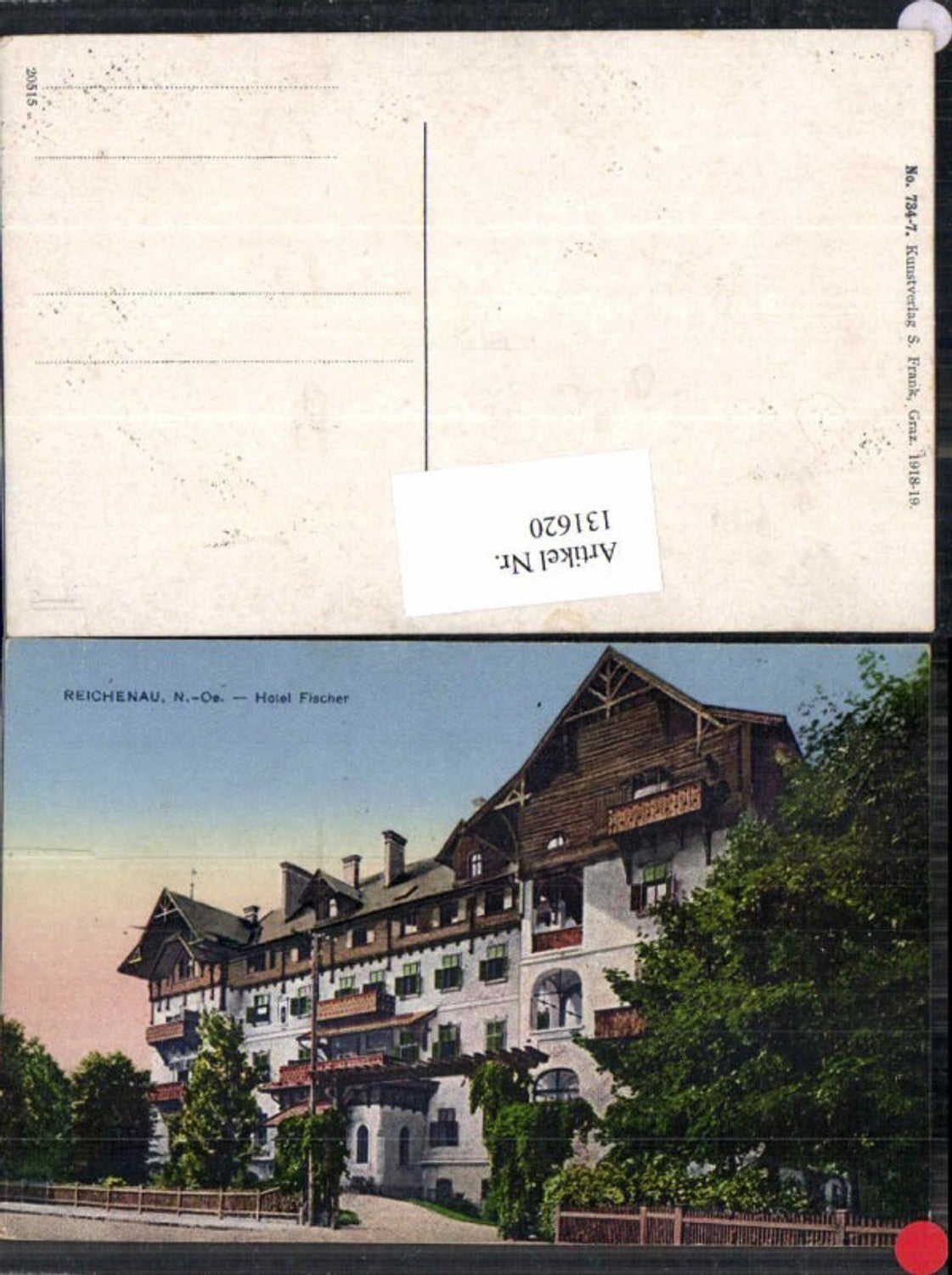 131620,Reichenau a.d. Rax Hotel Fischer Tolle Detailansicht 1918