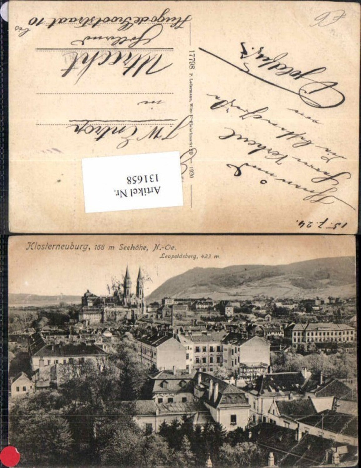 131658,Klosterneuburg bei Wien m. Leopoldsberg 1920 Teilansicht