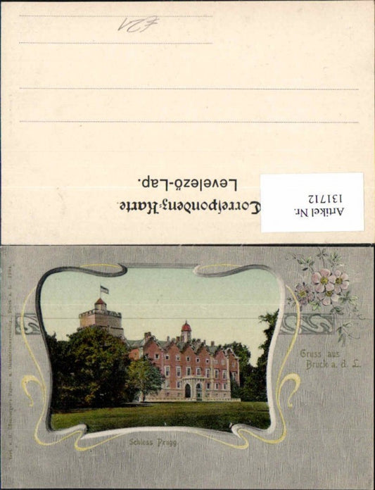 131712,Bruck a.d. Leitha Schloss Prugg Schmuckkarte Jugendstil