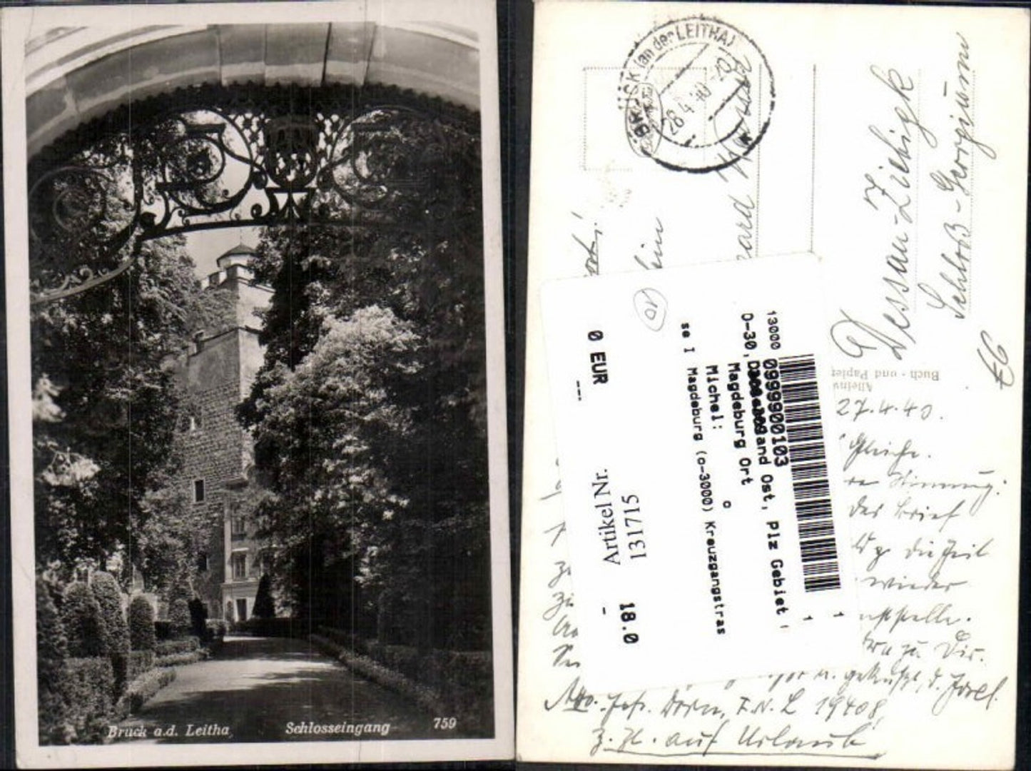 131715,Bruck a.d. Leitha Schlosseingang Feldpost