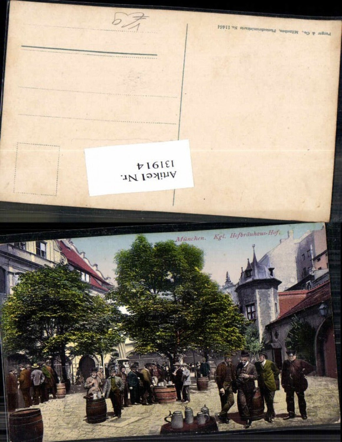 131914,München Kgl. Hofbräuhaus Hof Leute Bier Bierfässer Detail pub Purger Co 11464