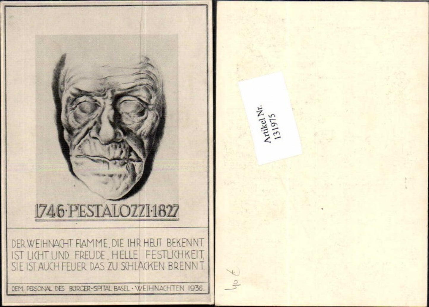 131975,Bürger Spital Basel 1936 Pestalozzi Weihnachten Künstlerkarte Personal Geschenkkarte Bürgerspital