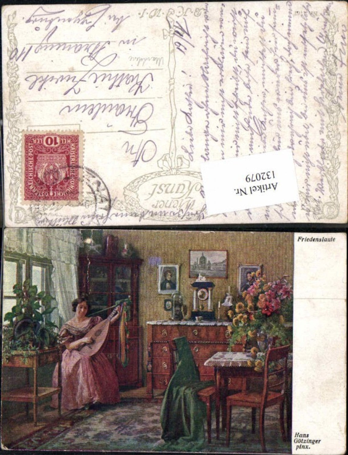 132079,Hans Götzinger Friedenslaute Frau Mandoline