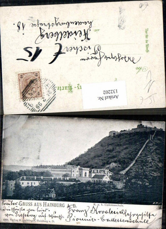 132202,Gruss aus Hainburg a.d. Donau K.K. Cadettenschule 1899