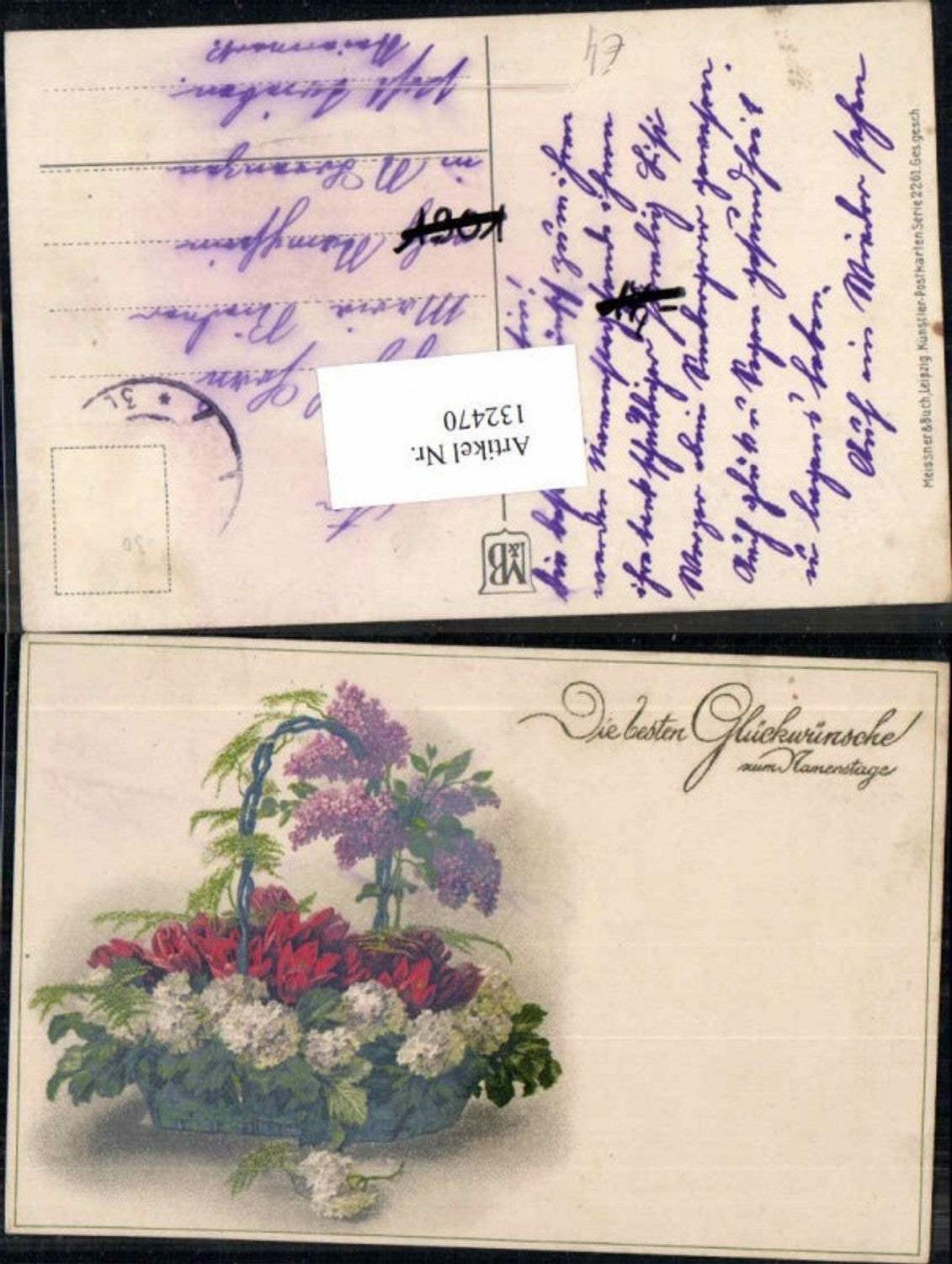 132470,Meissner & Buch Leipzig 2261 Namenstag Blumen Tulpen