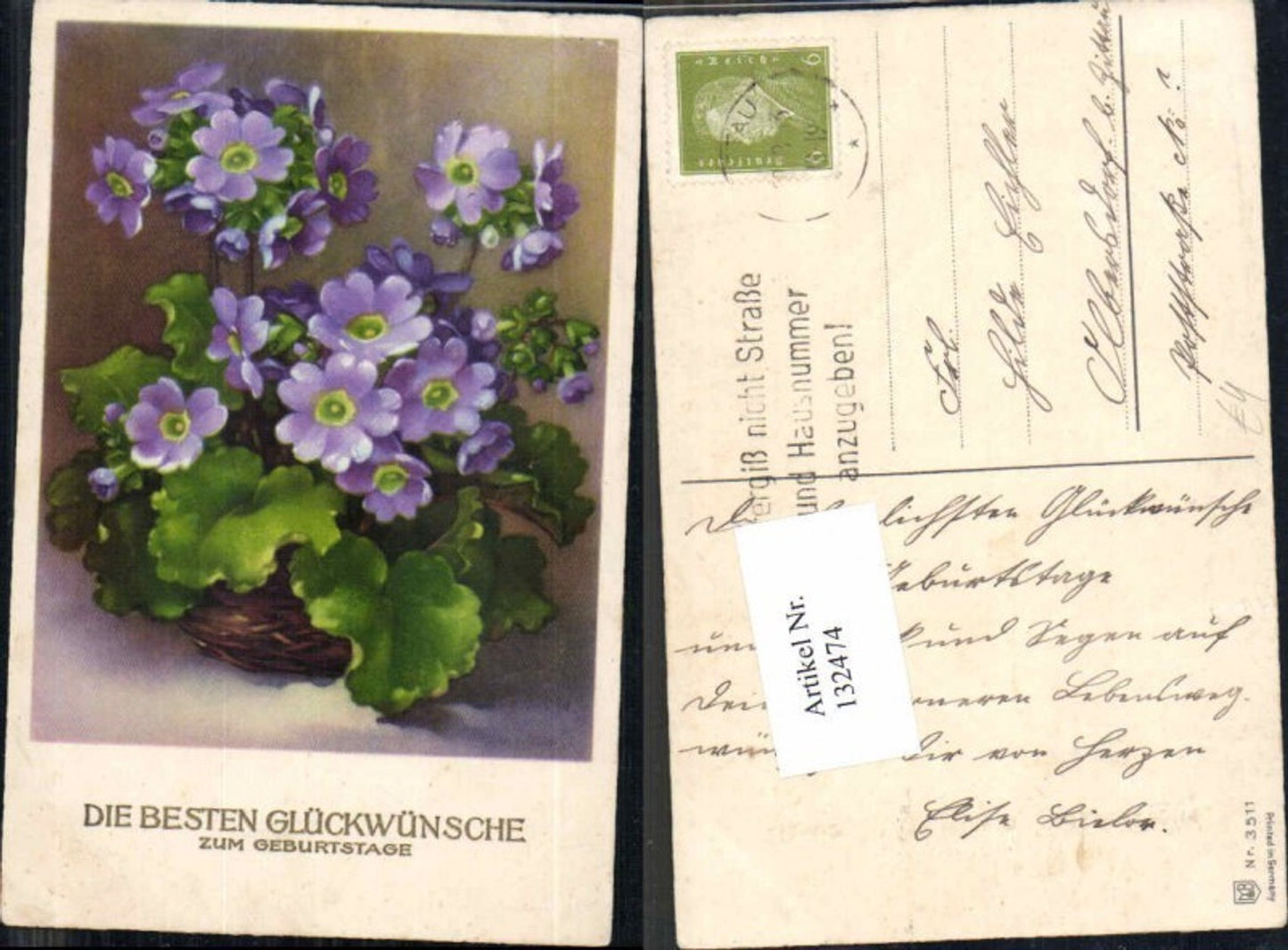 132474,Meissner & Buch Leipzig 3511 Geburtstag Blumen