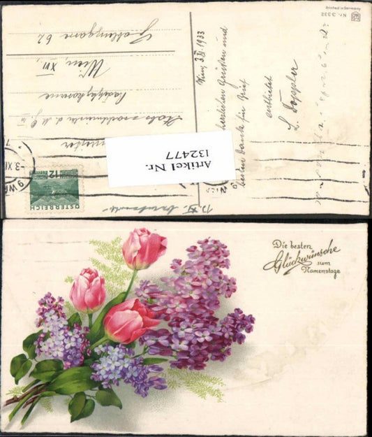 132477,Meissner & Buch Leipzig 3332 Namenstag Tulpen Blumen