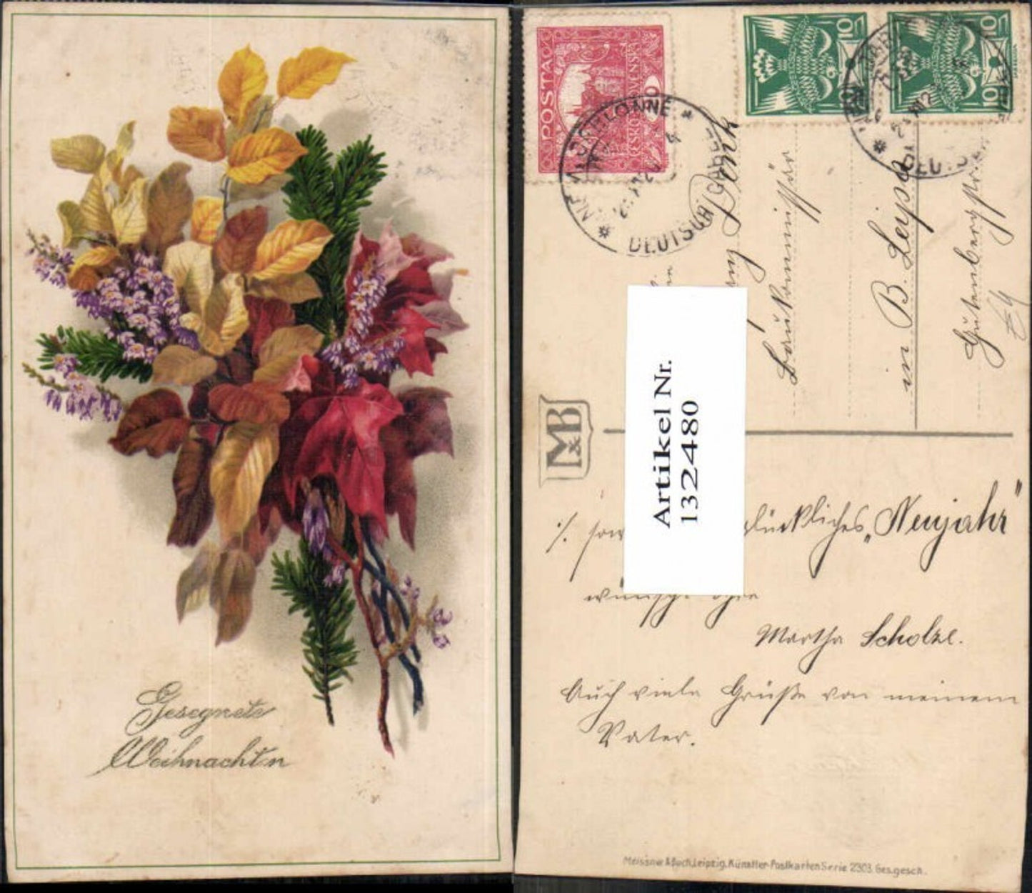132480,Meissner & Buch Leipzig 2303 Weihnachten Blumen