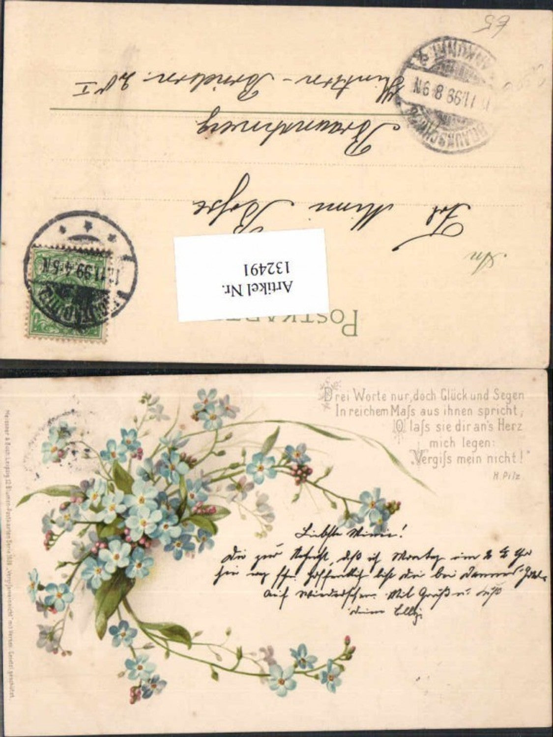 132491,Meissner & Buch Leipzig 1038 Vergiss mein nicht Blumen