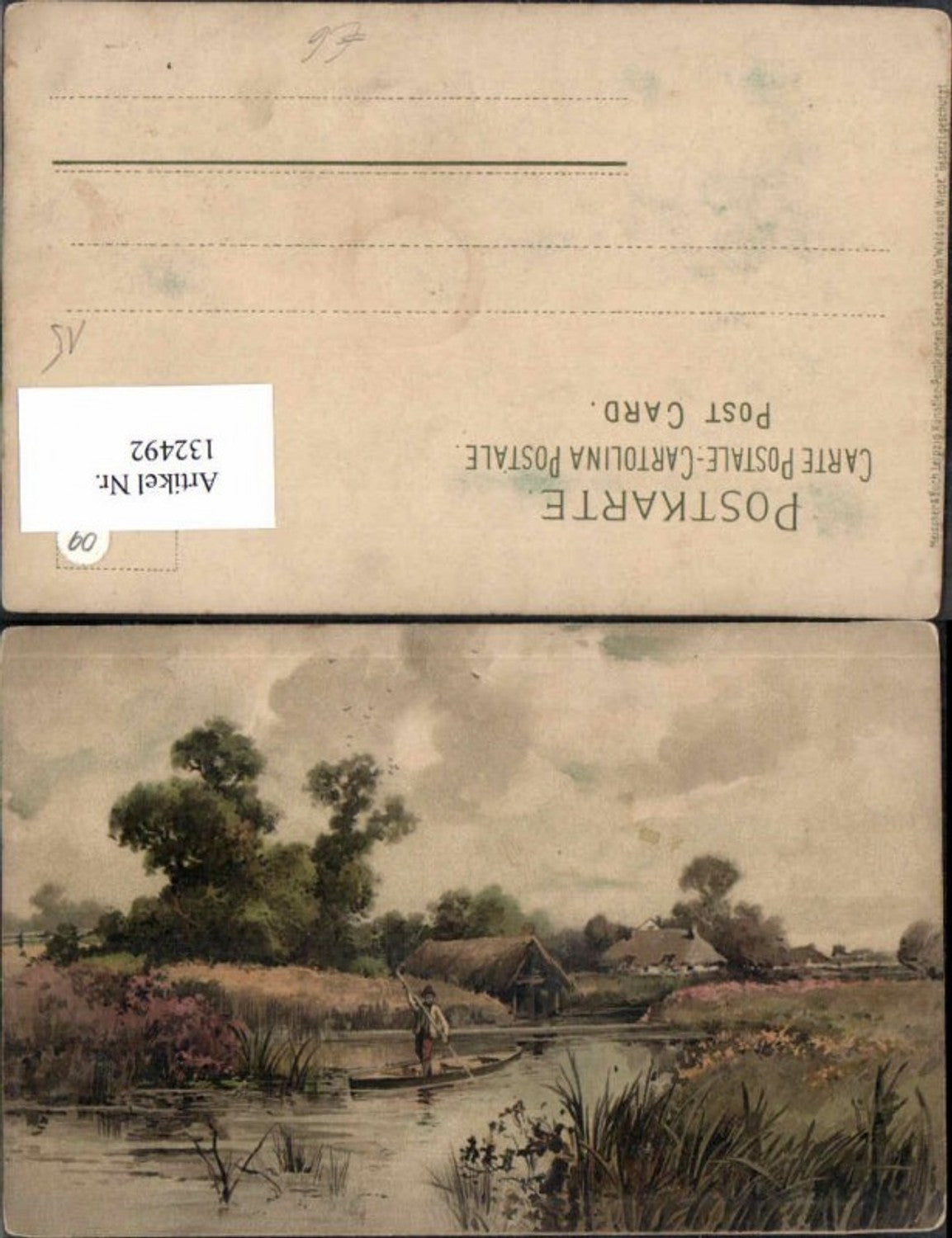 132492,Meissner & Buch Leipzig 1230 Von Wald und Wiese Boot am Fluss