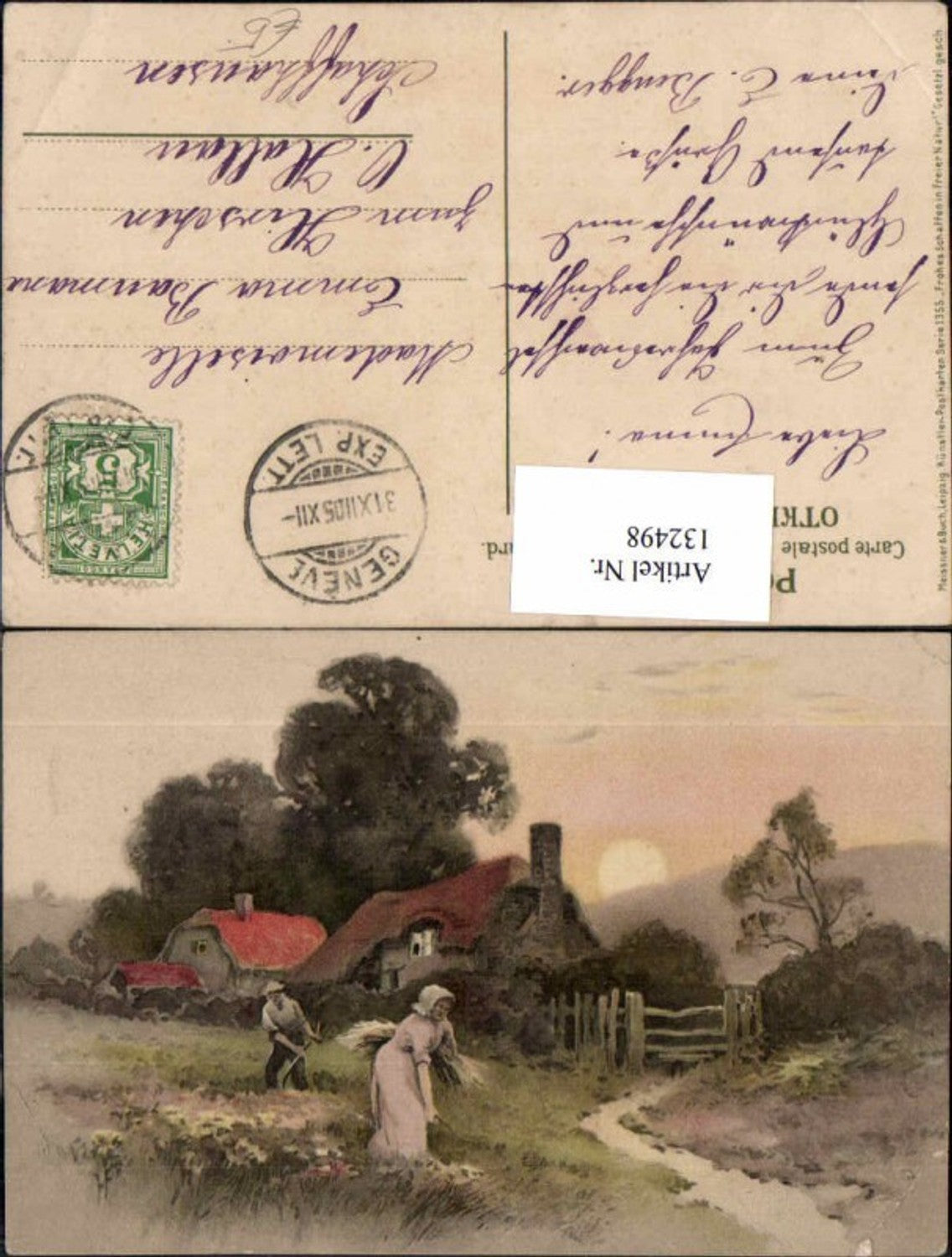 132498,Meissner & Buch Leipzig 1355 Frohes schaffen in freier Natur Bauern Arbeit Heu Ernte