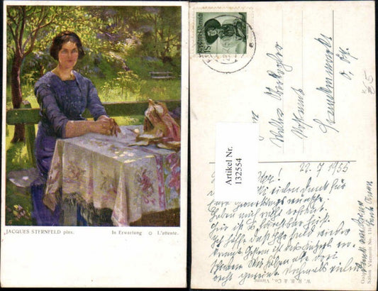132554,Jaques Sternfeld In Erwartung Frau Tisch Galerie Wiener Künstler Nr 134