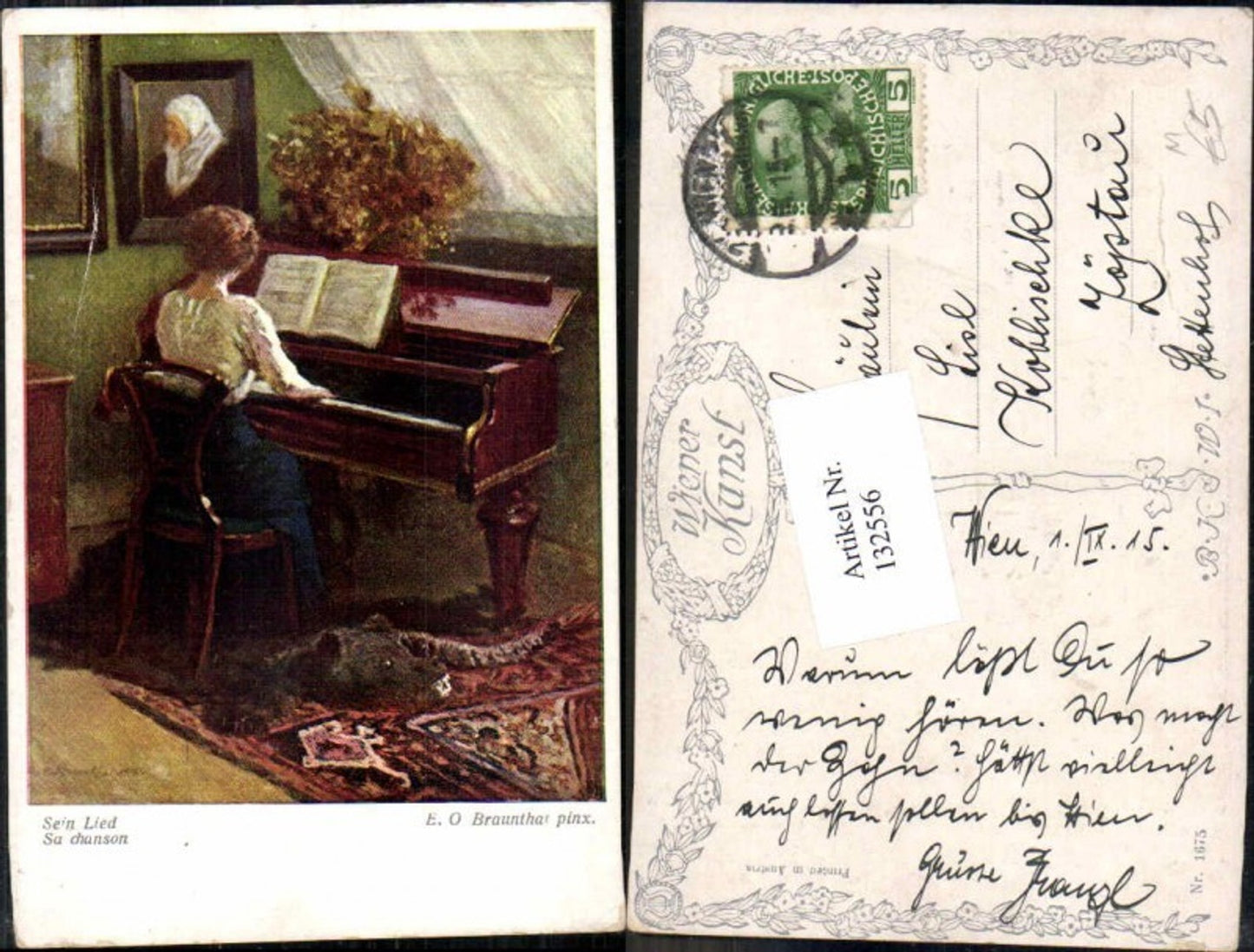 132556,E.O. Braunthal Sein Lied Frau am Klavier B.K.W.I 1675