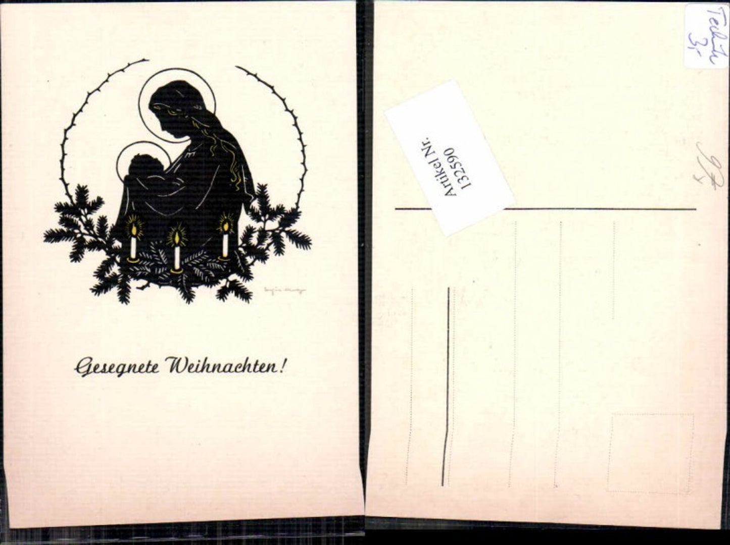 132590,Josefine Allmayer Silhoutte Scherenschnitt AK Weihnachten