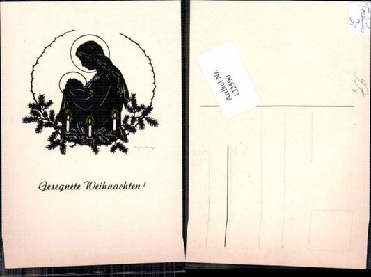 132590,Josefine Allmayer Silhoutte Scherenschnitt AK Weihnachten