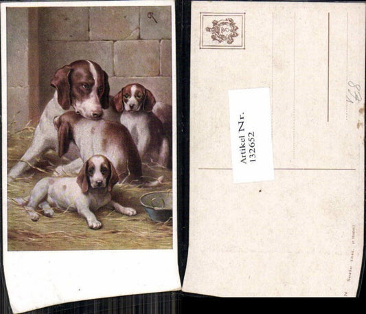 132652,Theo Stroefer 1544 Hund Hunde Welpen C. Reichelt sign.