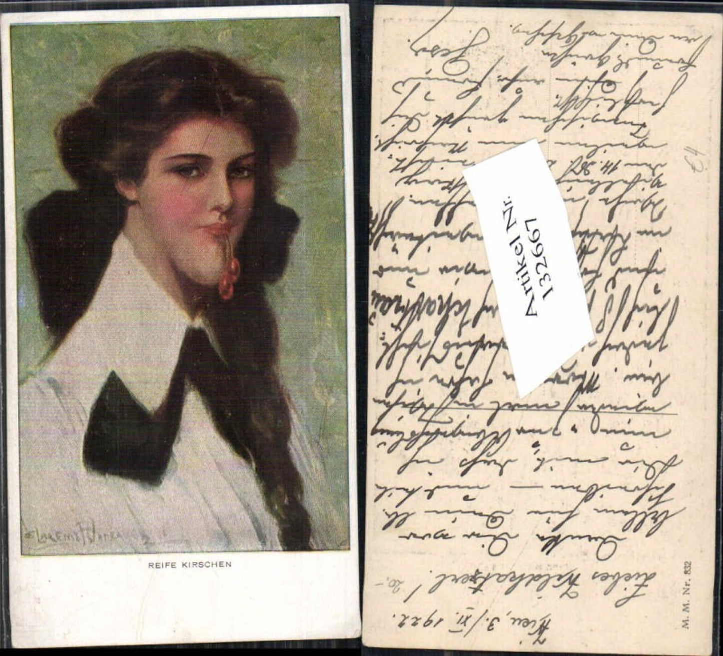 132667,M. Munk Vienne 832 Reife Kirschen Frau Kirsche im Mund Sexy Clarence C Underwood