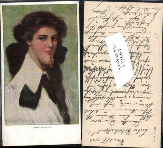 132667,M. Munk Vienne 832 Reife Kirschen Frau Kirsche im Mund Sexy Clarence C Underwood