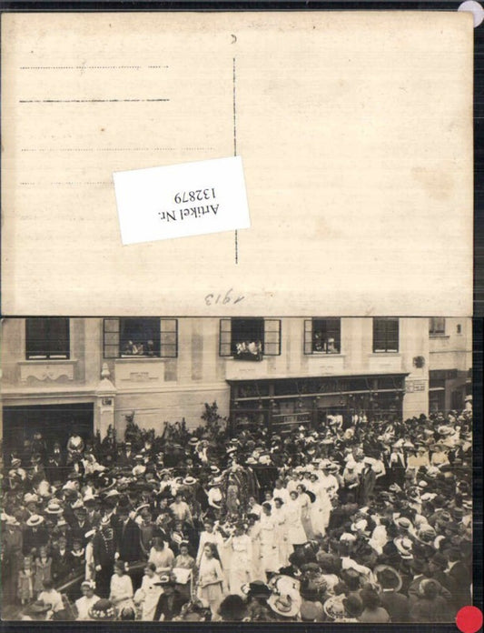 132879,FotoAK Mödling Geschäft Karl Zehetner Spielwaren m. Umzug Tausendjahrfeier