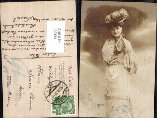 133154,Tolle AK Frau m. Hut Hutmode Mode Kleid