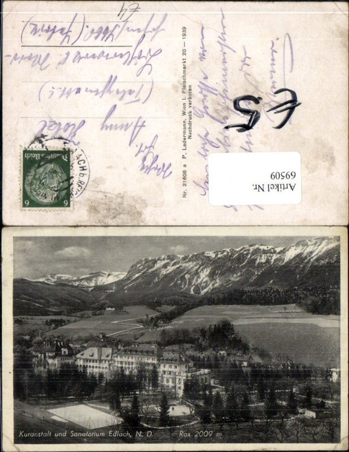 69509,Kuranstalt und Sanatorium Edlach Detailansicht