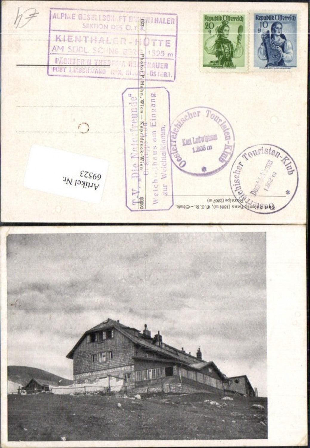 69523,Foto AK Kienthaler Hütte Schneeberg Puchberg