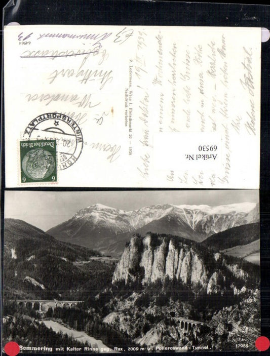 69530,Semmering mit Kalter Rinne gegen Rax Polleroswand Tunnel Semmeringbahn Viadukt Reichenau