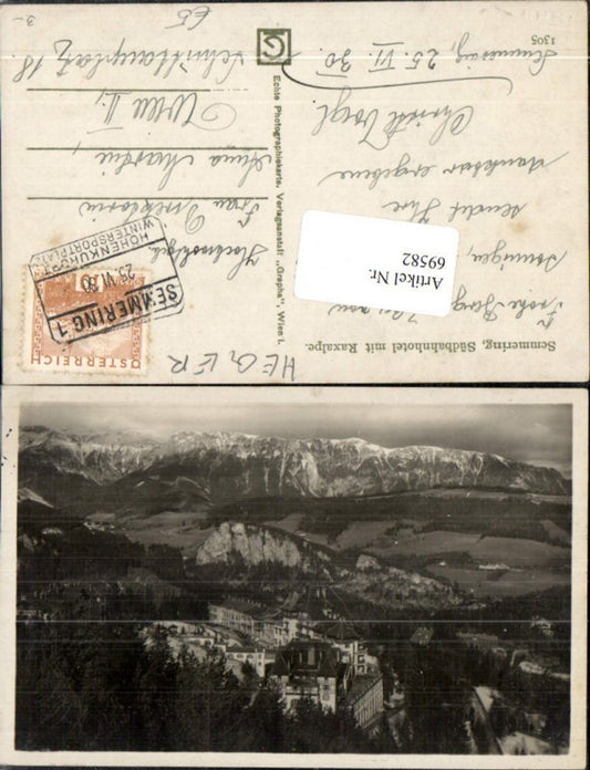 69582,Foto AK Südbahnhotel mit Rax Reichenau