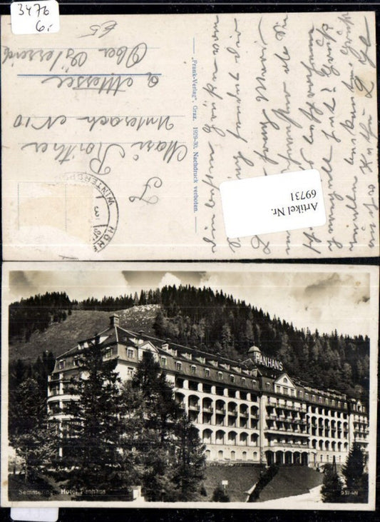 69731,Foto AK Semmering Hotel Panhans Detailansicht