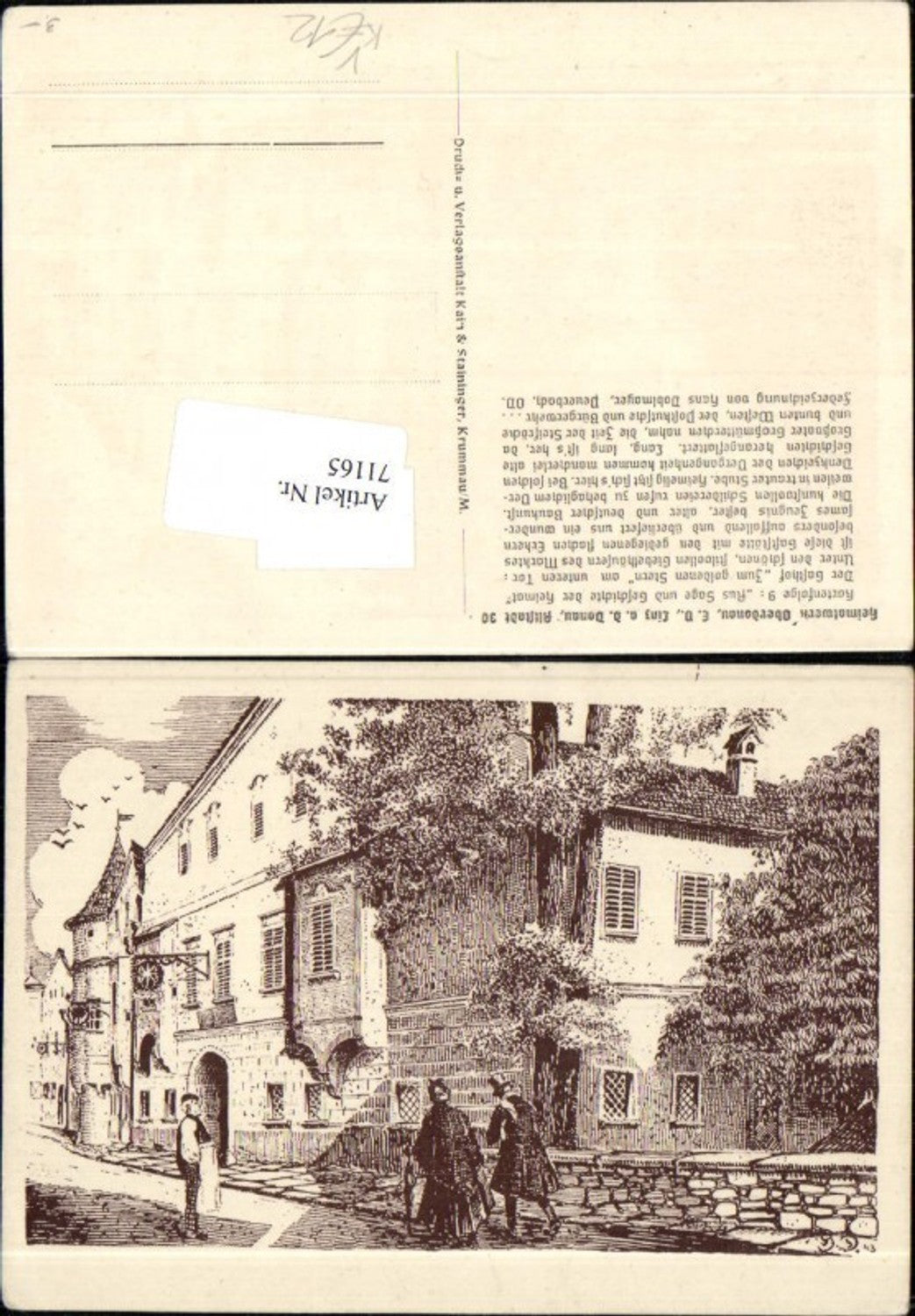 71165,Künstlerkarte Heimatwerk Oberdonau Linz a.d. Donau Altstadt