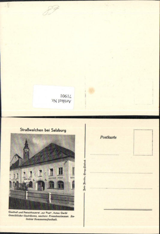 71901,Straßwalchen bei Salzburg Gasthof Fleischhauerei Zur Post Inhaber Anton Gerbl Detailansicht