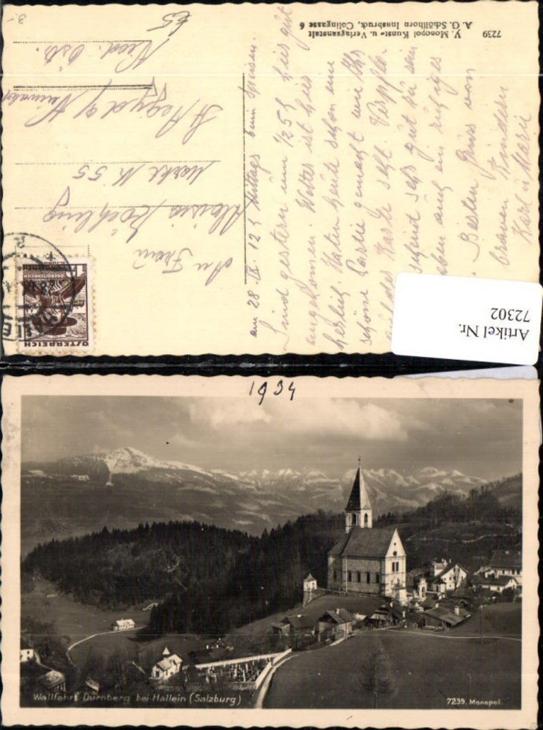 72302,Hallein mit Dürrnberg u. Hohen Göll Ortsansicht