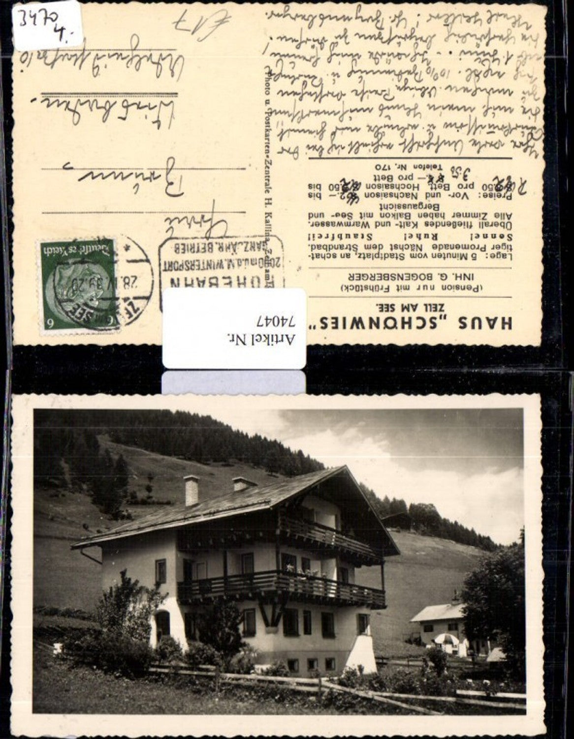 74047,Foto AK Haus Schönwies in Zell am See Detailansicht