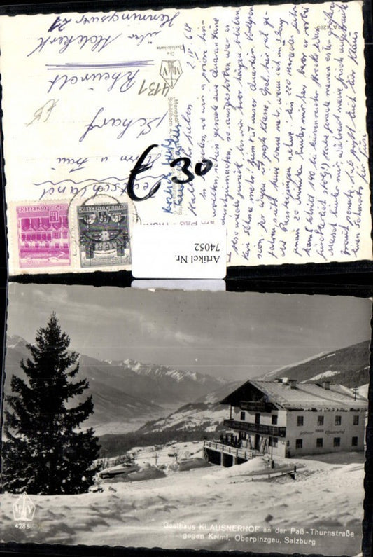 74052,Gasthof Klausnerhof a.d. Paß Thurnstraße gegen Krimml Oberpinzgau