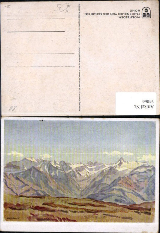 74066,Künstlerkarte Wolf Bloem Tauernblick v.d. Schmittenhöhe