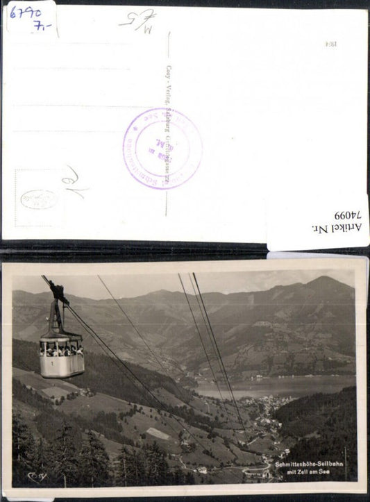 74099,Schmittenhöhe Seilbahn Gondel Blick auf Zell am See