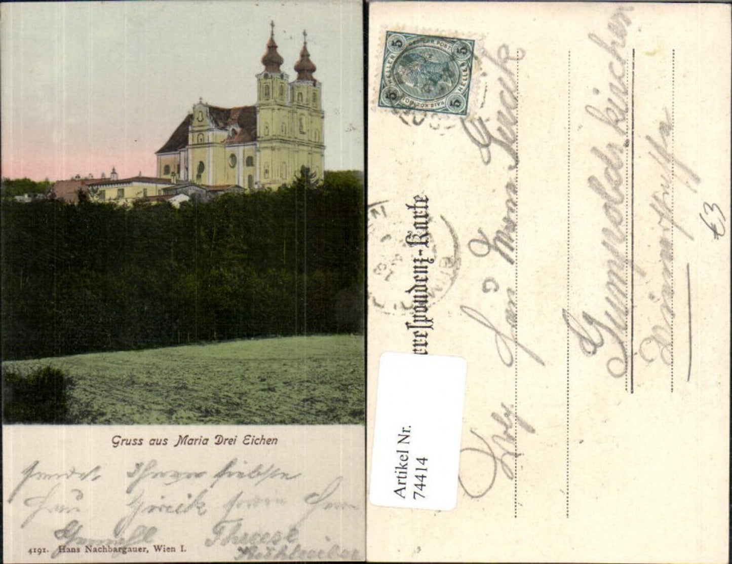 74414,Gruß aus Maria Drei Eichen Kirche Detailansicht