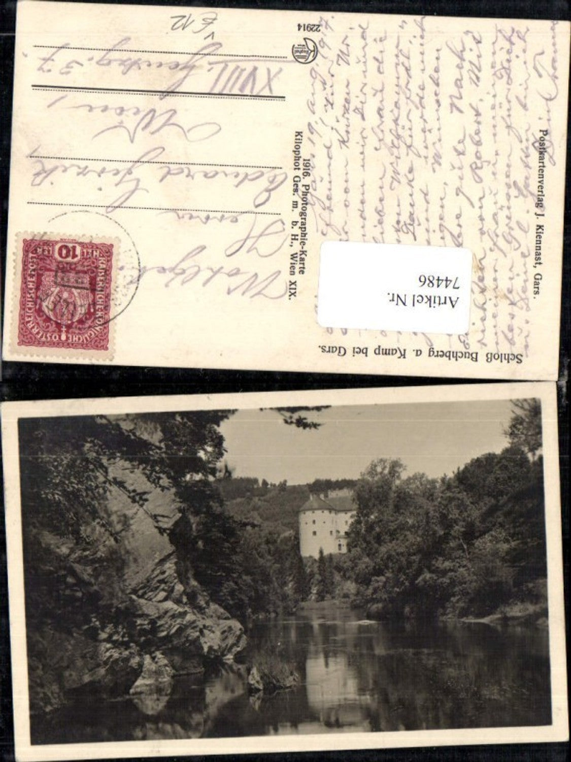 74486,Foto AK Schloß Buchberg a. Kamp bei Gars pub Kilophot 1916