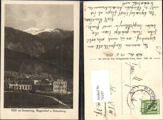 75197,Küb am Semmering bei Payerbach Wegererhof Detailansicht Schneeberg Puchberg